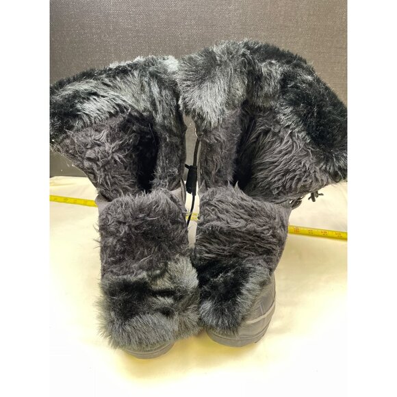 Khombu Women's Black Suede Rubber Fur Arctic Snow boots Shoes Size 10 SKU 6051 - Picture 6 of 8